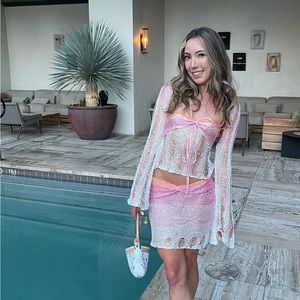 Pink Sequin Knit Crochet Set